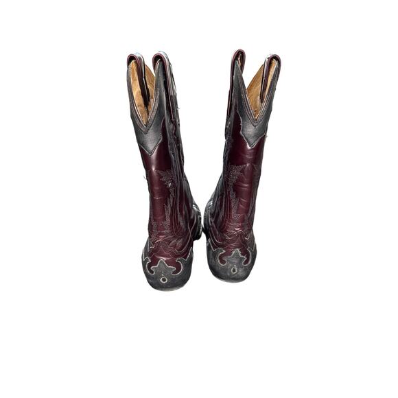 Mezcalero‎ Men's Burgundy Black Western Leather Cowboy Boots Size 7 - Picture 6 of 9